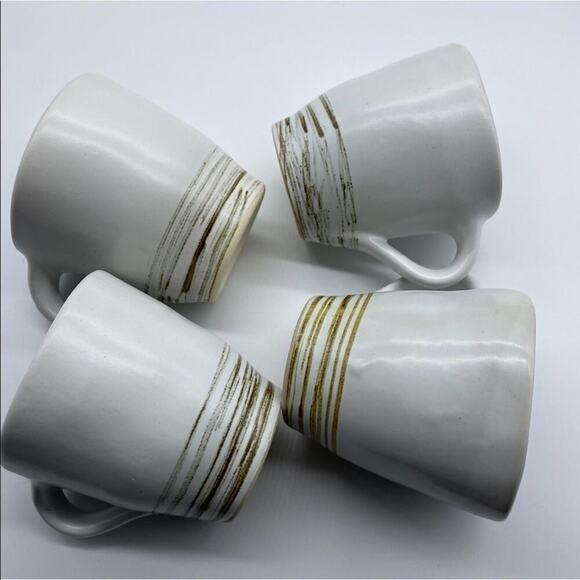 $35/ Espresso And Ivory Swirl Kamala Mugs Set Of 4